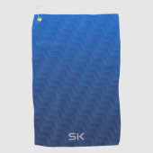 Gradient Blaues Chevron-Monogramm Golfhandtuch (Vorderseite)
