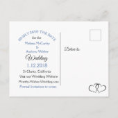 Gradient Blue Foto Save the Date Postkarte (Rückseite)