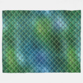 Gradient Blue Green Mermaid Scale Fleecedecke (Vorderseite (Horizontal))