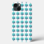 Gradient Blue Green, Navy Snowflakes Handy Case (Rückseite)