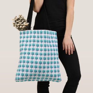 Gradient Blue Green, Navy Snowflakes Toag Tasche