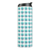 Gradient Blue Green, Navy Snowflakes Tumbler Thermosbecher (Nach links gedreht)