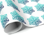 Gradient Blue Green,Navy Snowflakes Wrapping Paper Geschenkpapier (Rolleneckpunkt)