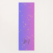 Gradient Blue Lila Monogram Gold Mandala Yogamatte (Rückseite)