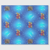 Gradient Blue mit Stars Peace and Joy Geschenkpapier (Flach)