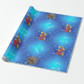 Gradient Blue mit Stars Peace and Joy Geschenkpapier (Ungerollt)