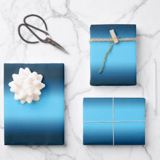Gradient blue ombre geschenkpapier set