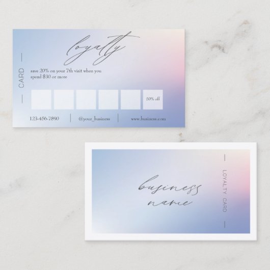 Gradient Blue & Pink Business Loyalty Card Treuekarte (Vorne/Hinten)