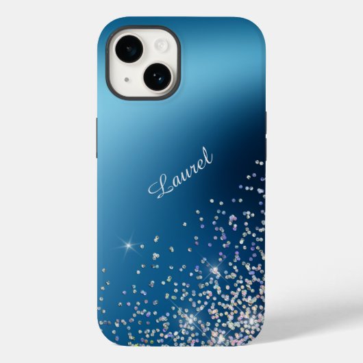 Gradient Blue Sky Silver Glow Confetti Case-Mate iPhone Hülle (Rückseite)