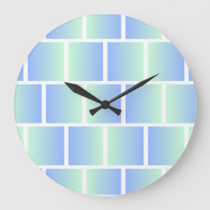Gradient Blue Squares Große Wanduhr