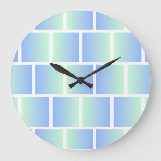 Gradient Blue Squares Große Wanduhr (Vorderseite)