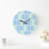 Gradient Blue Squares Große Wanduhr (Zuhause)