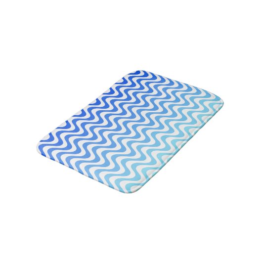 Gradient Blue Waves Badematte (Schrägansicht)