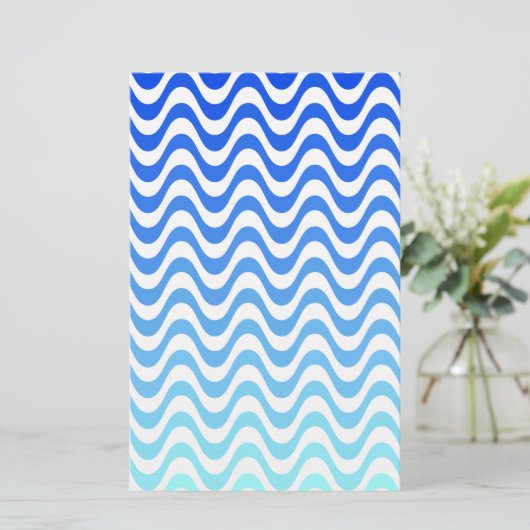 Gradient Blue Waves Briefpapier (Stehend Vorderseite)