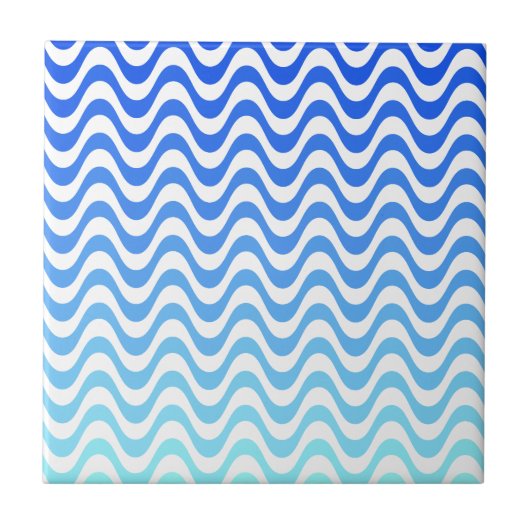 Gradient Blue Waves Fliese (Vorderseite)