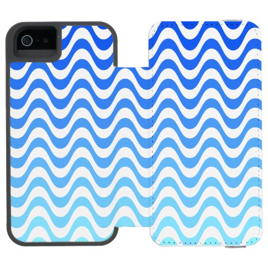 Gradient Blue Waves Incipio iPhone Geldbeutel-Hülle (Folio Geöffnet)