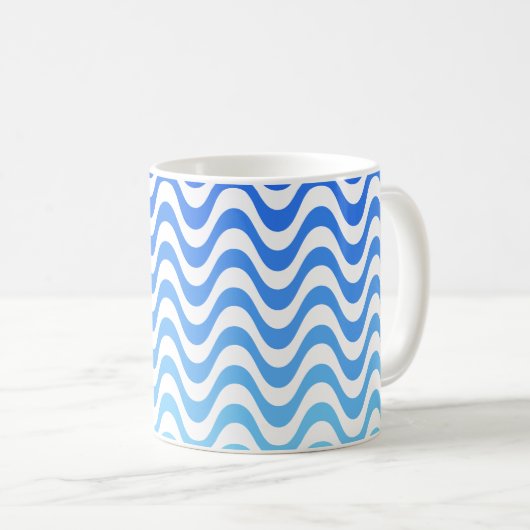 Gradient Blue Waves Kaffeetasse (VorderseiteRechts)