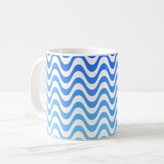 Gradient Blue Waves Kaffeetasse (Vorderseite Links)