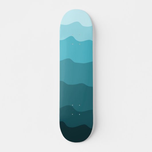 Gradient Blue Waves Muster Minimalistisch Skateboard (Vorne)