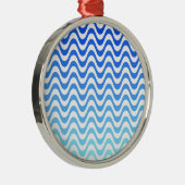 Gradient Blue Waves Ornament Aus Metall (Rechts)