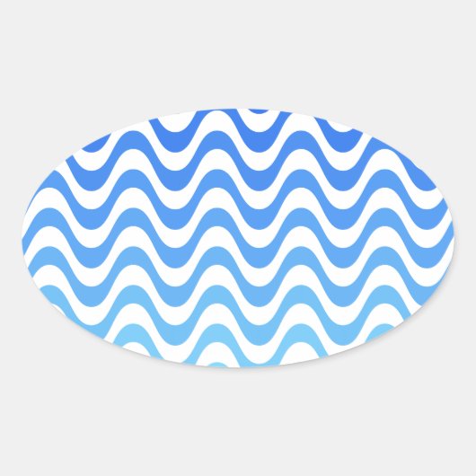 Gradient Blue Waves Ovaler Aufkleber (Vorderseite)