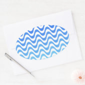 Gradient Blue Waves Ovaler Aufkleber (Umschlag)
