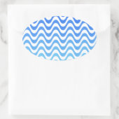 Gradient Blue Waves Ovaler Aufkleber (Tasche)
