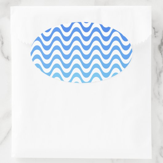 Gradient Blue Waves Ovaler Aufkleber (Tasche)