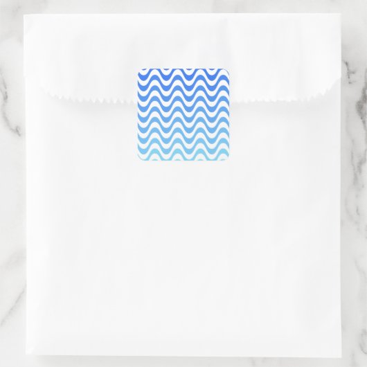 Gradient Blue Waves Quadratischer Aufkleber (Tasche)