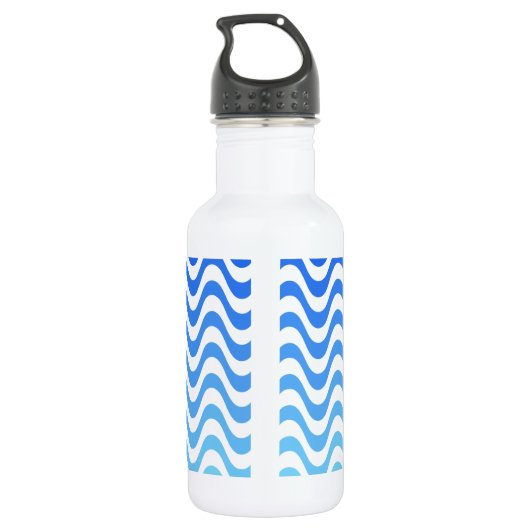 Gradient Blue Waves Trinkflasche (Rückseite)
