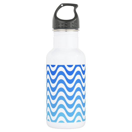 Gradient Blue Waves Trinkflasche (Vorderseite)