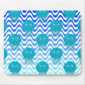 Gradient Blue Waves und Quallenmuster Mousepad (Vorne)