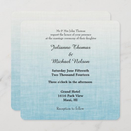 Gradient Blue Wedding Einladung (Vorne/Hinten)