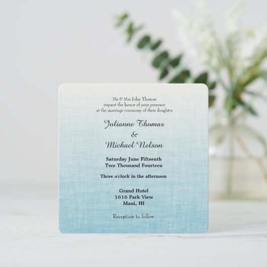 Gradient Blue Wedding Einladung (Stehend Vorderseite)