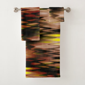 Gradient braun bis gelb formend abstrakte Zickzack Badhandtuch Set