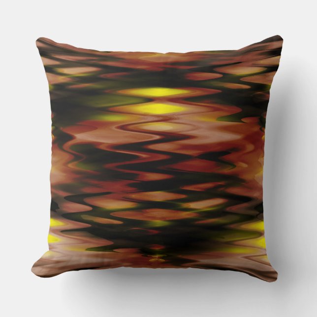 Gradient braun bis gelb formend abstrakte Zickzack Kissen (Vorderseite)