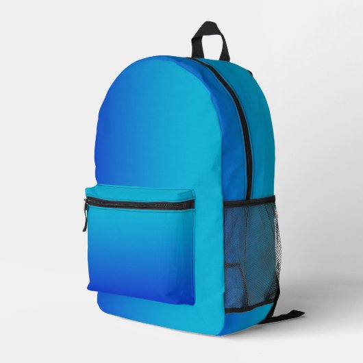 Gradient Bright Blue bis Türkis Bedruckter Rucksack (Rückseitige Ecke Rechts)