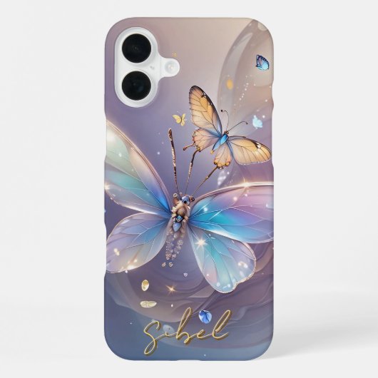 Gradient Butterfly Mit Monogramm Case- Mate iPhone Hülle (Rückseite)