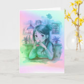 Gradient Coffee Lover Folded Greeting Card Karte (Gelbe Blume)