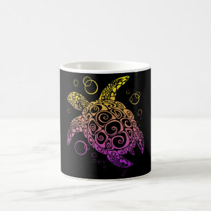 Gradient Color Sea Turtle Zeichnend, Sea Turtle Kaffeetasse