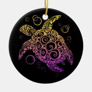 Gradient Color Sea Turtle Zeichnend, Sea Turtle Keramik Ornament