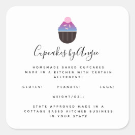 Gradient Cupcakes Food Business Square Sticker