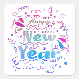 Gradient Decorative Happy New Year 2023 Quadratischer Aufkleber