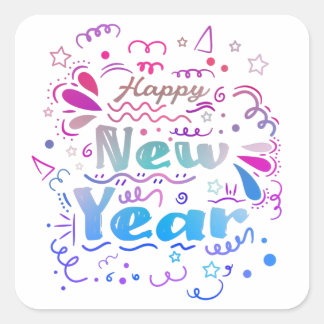 Gradient Decorative Happy New Year 2023 Quadratischer Aufkleber