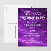 Gradient Deep Purple Birthday Invitation Postkarte (Vorne/Hinten)