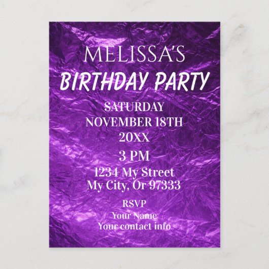 Gradient Deep Purple Birthday Invitation Postkarte (Vorderseite)