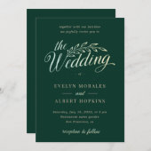 Gradient Emerald Green Vintag Rustikale Hochzeit  Einladung (Vorne/Hinten)