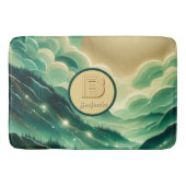 Gradient Emerald Kelly Green Glitzer Mit Monogramm Badematte (Vorderseite)