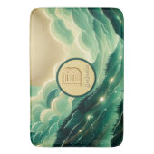 Gradient Emerald Kelly Green Glitzer Mit Monogramm Badematte (Vorderseite Vertikal)