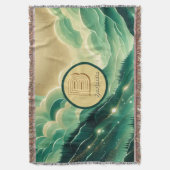 Gradient Emerald Kelly Green Glitzer Mit Monogramm Decke (Vorderseite Vertikal)